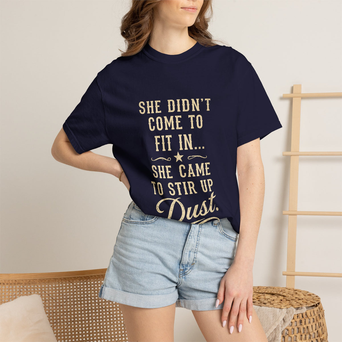 She Came to Stir Up Dust T‑Shirt — Western Inspirational Graphic Tee