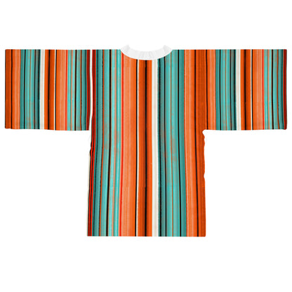 Arizona Serape Vibrant Striped Long Sleeve Kimono Robe, Bohemian Lounge Wear, Unique Gift for Her, Spa Day Essential, Summer Evening Kimono