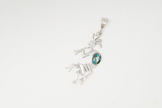 Vintage Native America Darrel Morgan Kokopelli Sterling Silver Necklace
