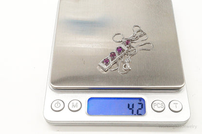 Rhodolite Garnet Cubic Zirconia Sterling Silver Necklace