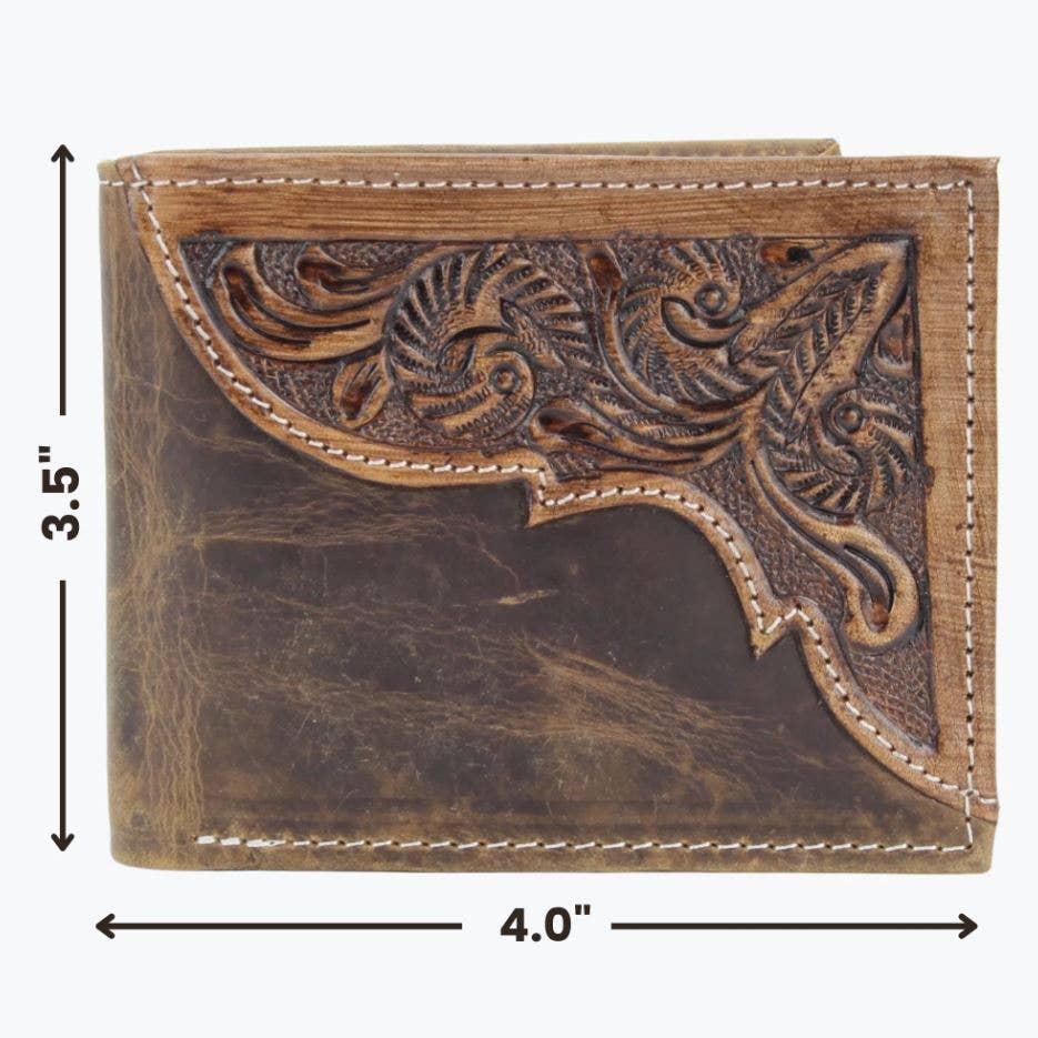The Stockyard Tooled Leather Bifold Wallet | Branding Iron Western Wear