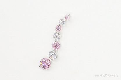 Vintage Pink & White Cubic Zirconia Sterling Silver Pendant