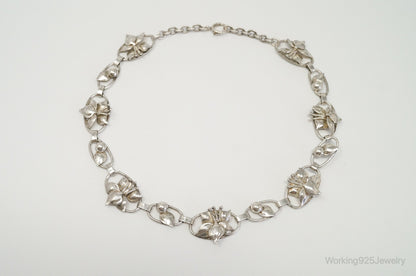 Lang Antiques Floral Link Sterling Silver Necklace