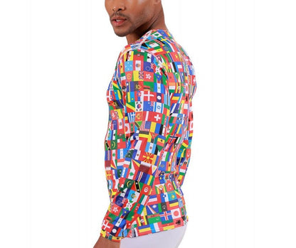 Insta Slim Flags Activewear Long Sleeve V-Neck Shirt 5VLST01