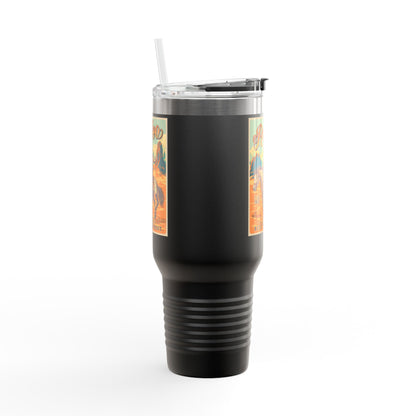 Rodeo Cowboy 40oz Insulated Travel Mug — Wild West Horseback Design