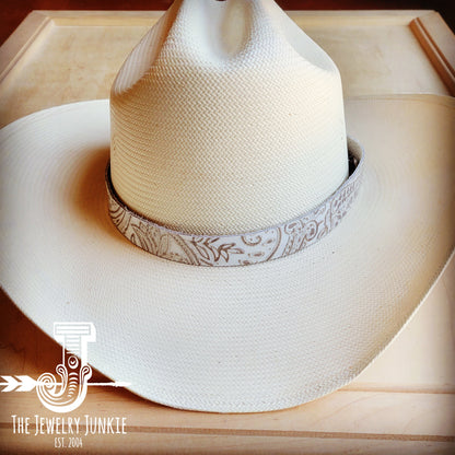 **Oyster Paisley Turquoise Embossed Leather Hat Band Only 950n