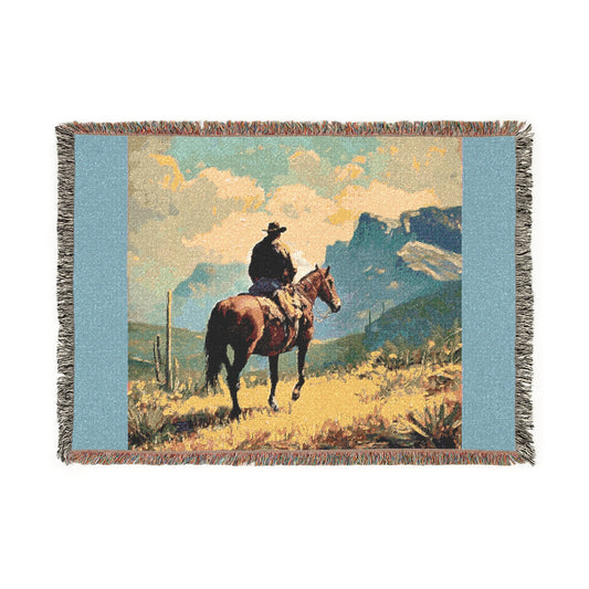 Cowboy Western Woven Blanket – Scenic Rider Throw
