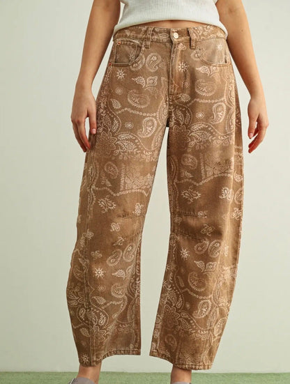 The Dun Paisley Barrel Jeans