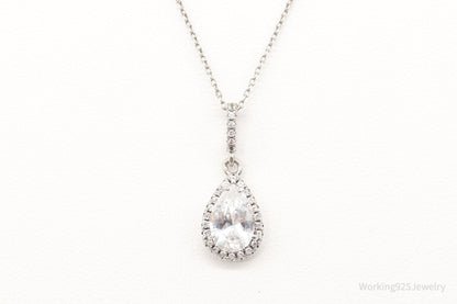 Vintage Designer HDS Large Cubic Zirconia Sterling Silver Necklace