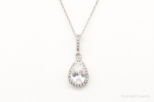Vintage Designer HDS Large Cubic Zirconia Sterling Silver Necklace