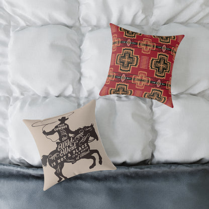 Rustic Western Rodeo Square Pillow - Cowboy and Tribal Designs
