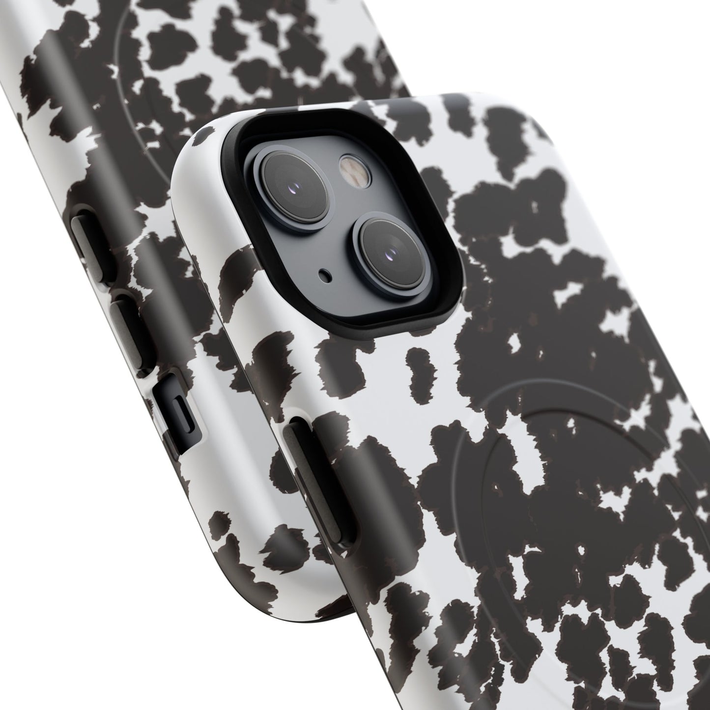 Cow Print Tough Magnetic Phone Case — Black & White Protective MagSafe Cover