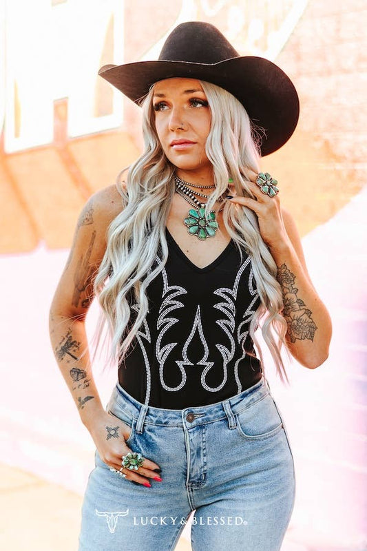 Boot Stitch V-Neck Bodysuit