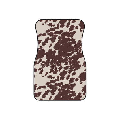 Brown Cow Print Car Mats - Set of 4