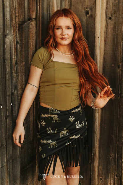 Sage Square Neck Top