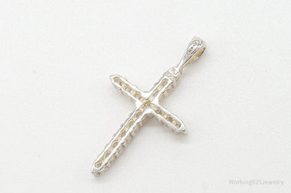 Vintage Designer Avon Cubic Zirconia Cross Sterling Silver Pendant