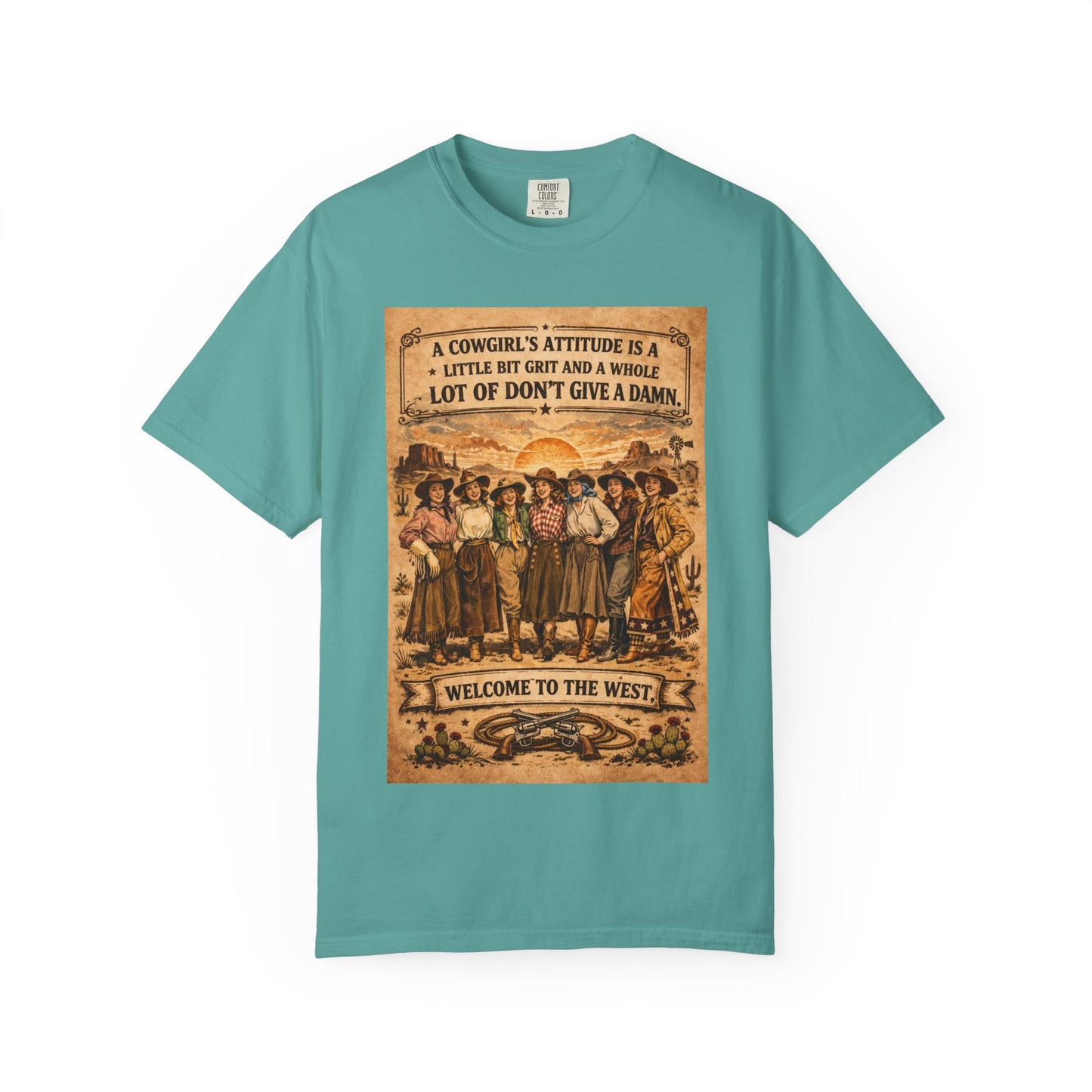Cowgirl Attitude Graphic T-Shirt — "Welcome to the West" Vintage Western Tee