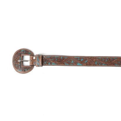 Bronco Sky Tooled Leather Western Belt | Branding Iron Western Wear