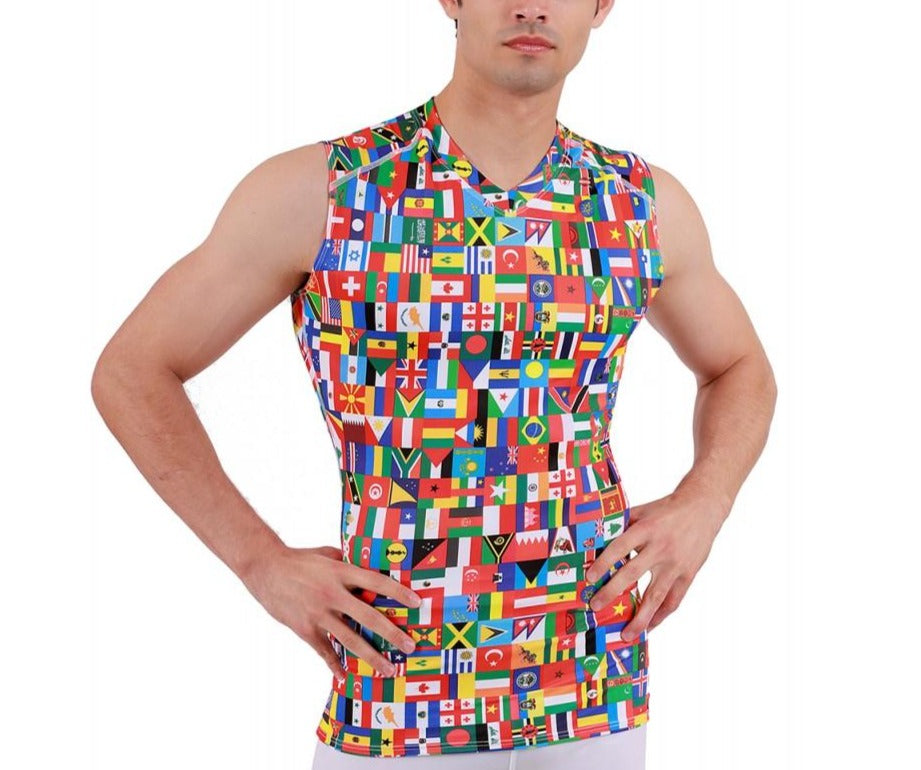 Insta Slim Flags Activewear Sleeveless High V-Neck 5VAT013