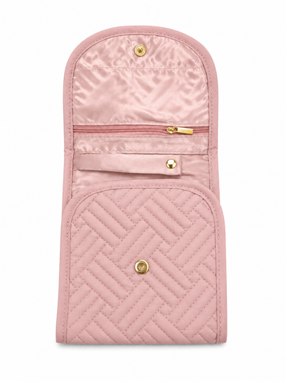 Blush Quilted Travel Jewelry Organizer
