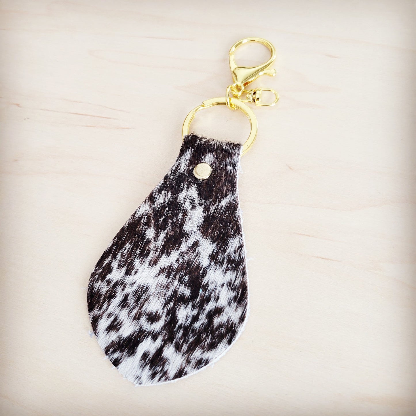 Leather Keychain-Brindle Cowhide 702m