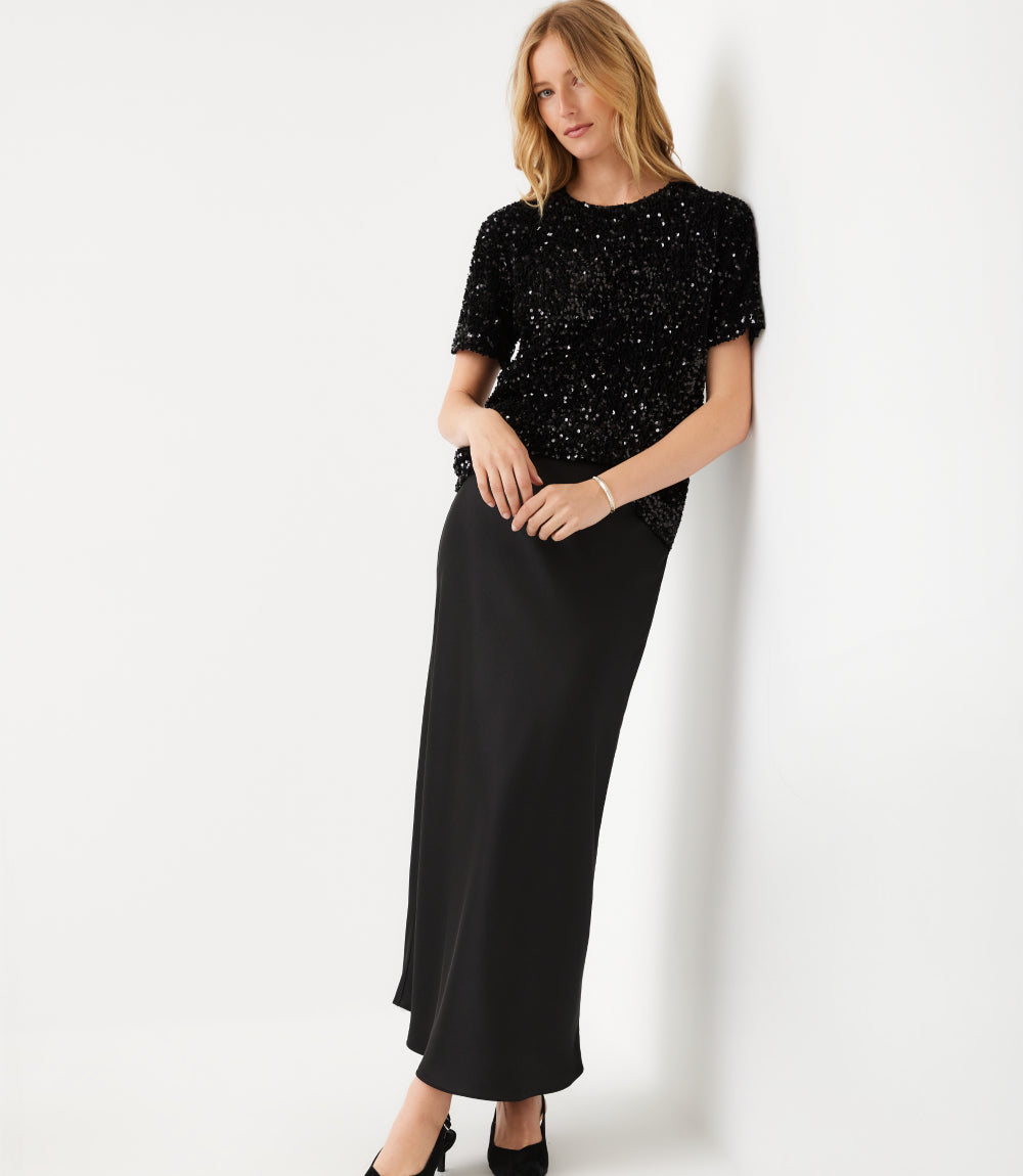 Velvet Short Sleeve Sequin Top