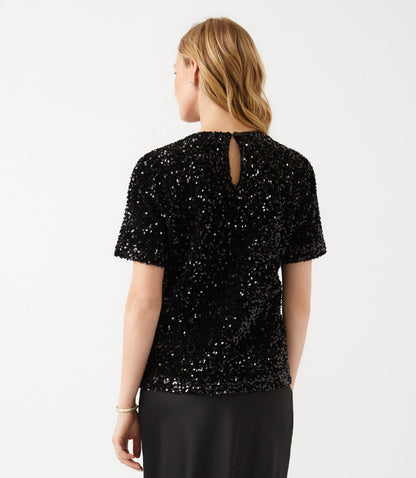 Velvet Short Sleeve Sequin Top