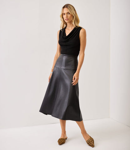 Faux Leather Midi Skirt