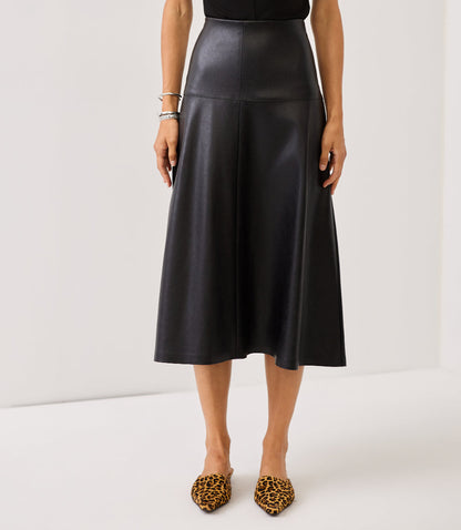 Faux Leather Midi Skirt