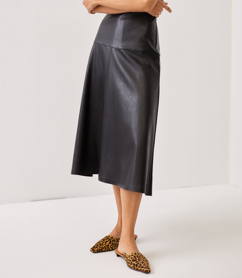 Faux Leather Midi Skirt