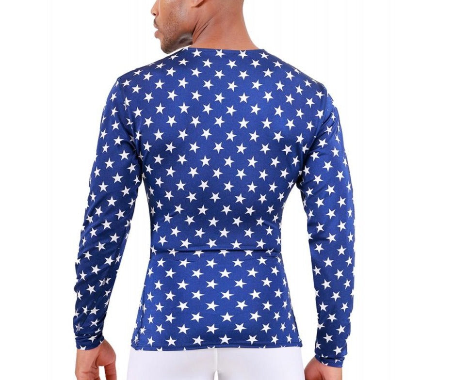Insta Slim USA Stars Activewear Long Sleeve Crew Neck 4TLST01