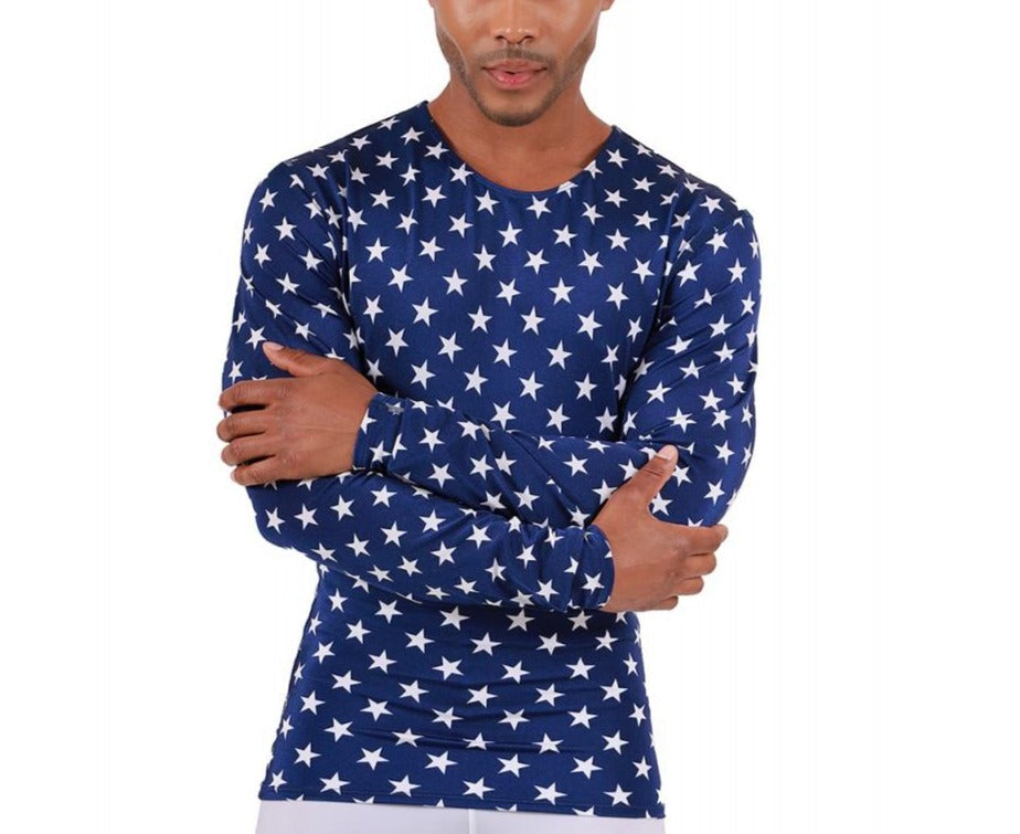 Insta Slim USA Stars Activewear Long Sleeve Crew Neck 4TLST01
