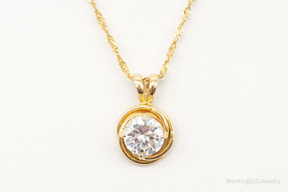 Vintage Gold Vermeil Cubic Zirconia Sterling Silver Necklace