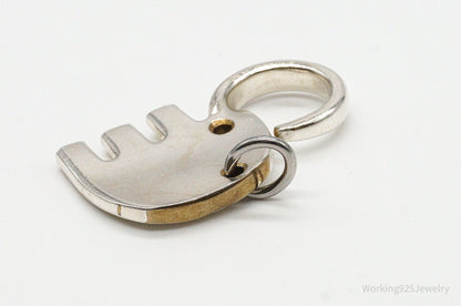 Vintage Elephant Shape Cut Sterling Silver Plated Fork Pendant