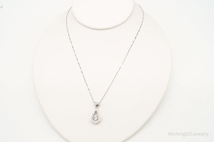 Vintage Cubic Zirconia Art Deco Sterling Silver Necklace