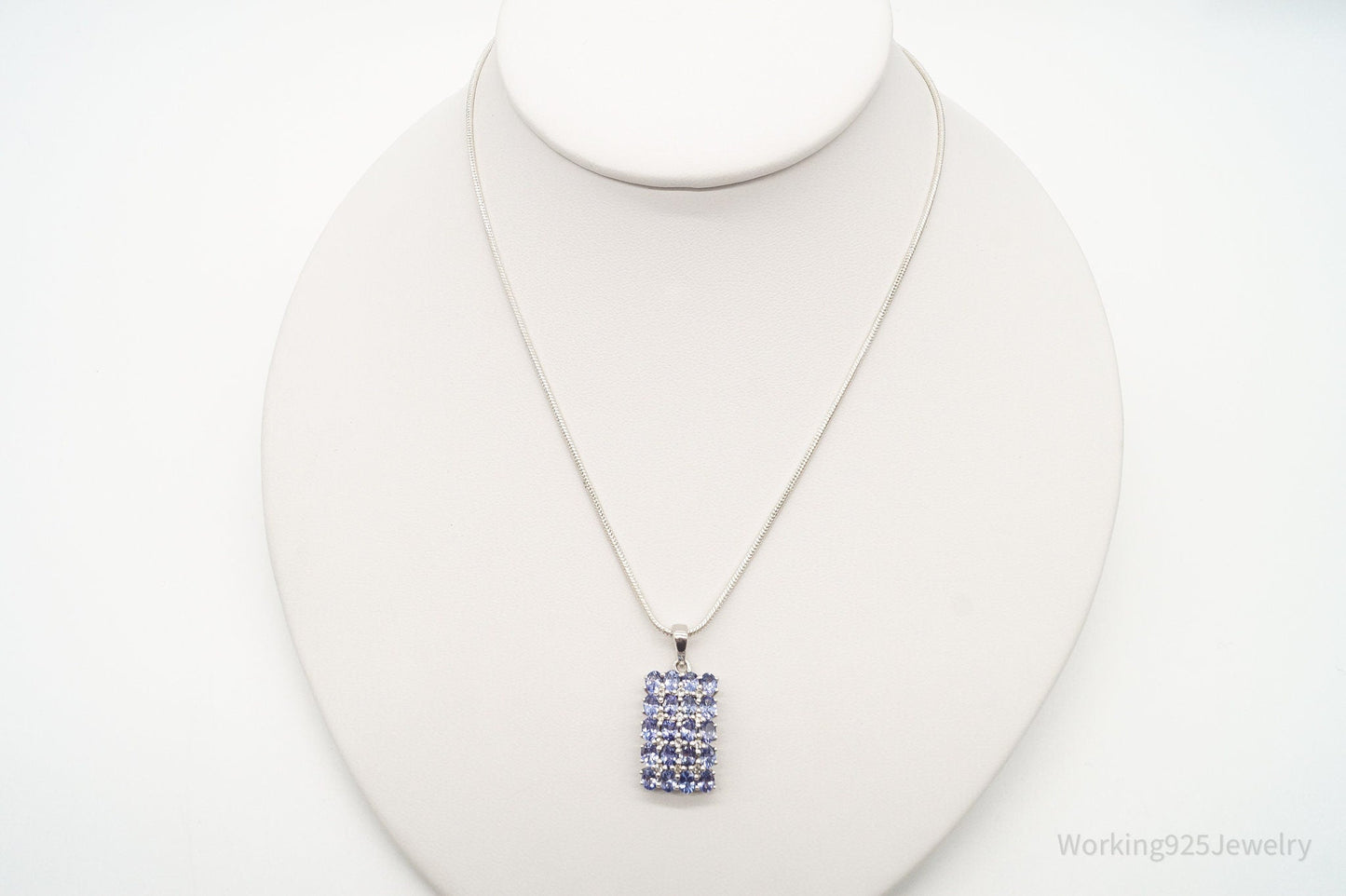 Vintage Designer TGGC Iolite Cubic Zirconia Sterling Silver Necklace