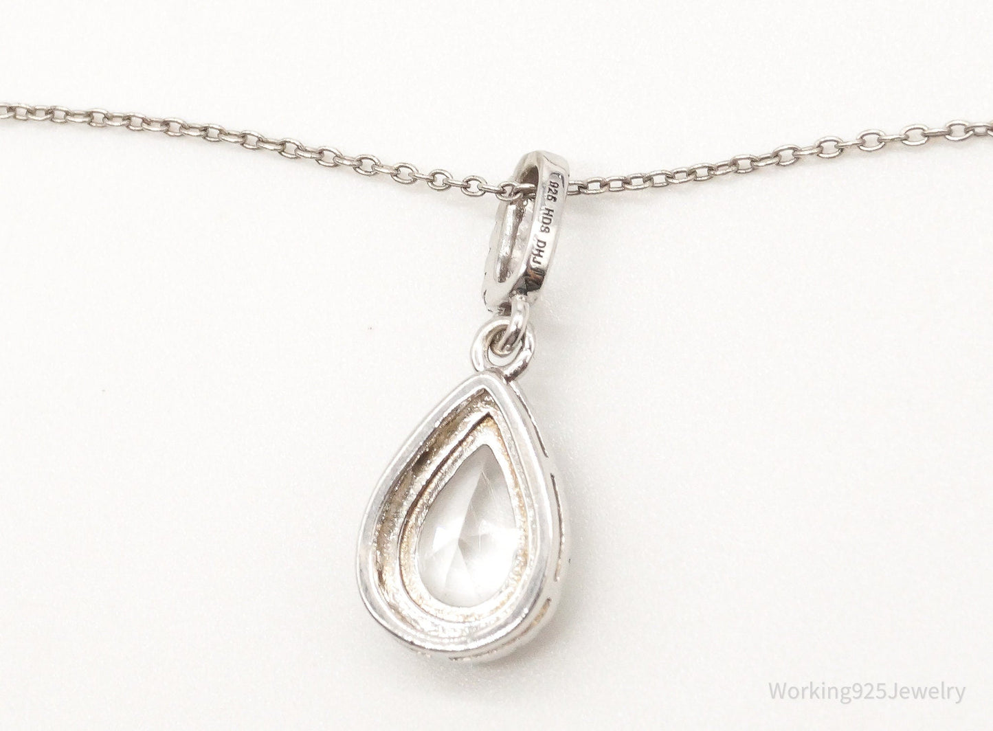 Vintage Designer HDS Large Cubic Zirconia Sterling Silver Necklace