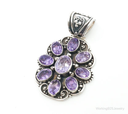 Large Indonesia Designer ATI Amethyst Sterling Silver Necklace Pendant