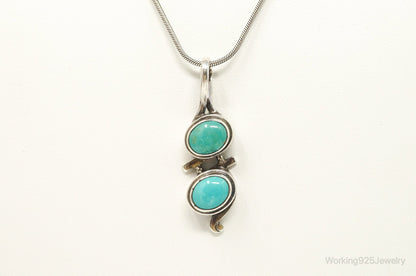 VTG Native American JS Turquoise Sterling Silver Necklace