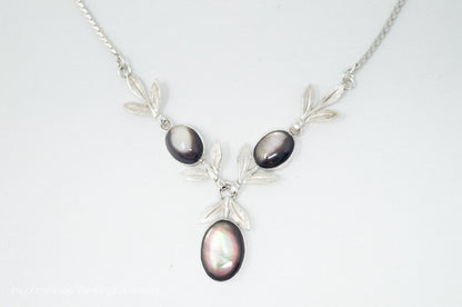 Vintage Designer Van Dell Black MOP Sterling Silver Necklace