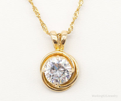 Vintage Gold Vermeil Cubic Zirconia Sterling Silver Necklace