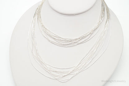 Vintage Native American Sterling Silver Bead Necklace 30"