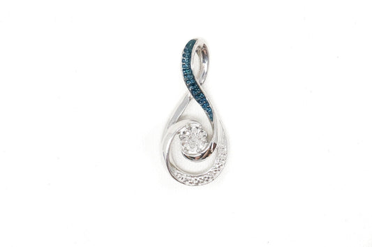 Vintage Blue Diamond Sterling Silver Necklace Pendant
