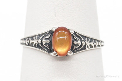 Antique Designer WMCO Orange Paua Shell Sterling Silver Ring - Size 6