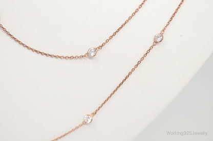 Vintage Rose Gold Vermeil Cubic Zirconia Sterling Silver Necklace