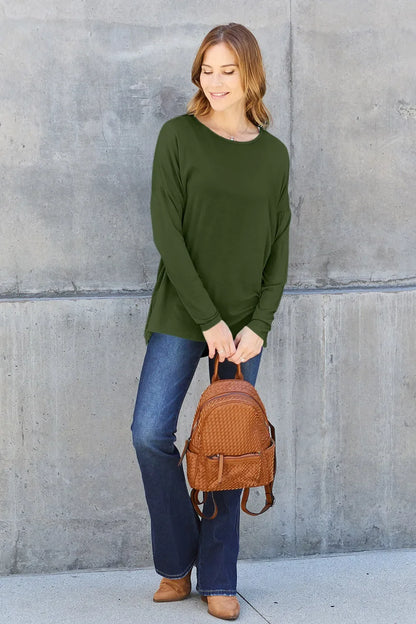 Basic Bae Full Size Relaxed Long Sleeve Tee