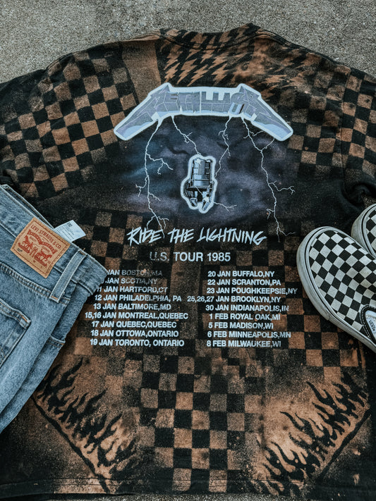 Upcycled By Katie: Metallica Ride the Lightning Bleached Patchwork Tee L (One of a Kind)