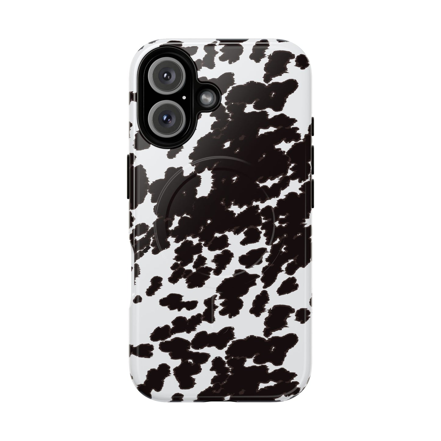 Cow Print Tough Magnetic Phone Case — Black & White Protective MagSafe Cover