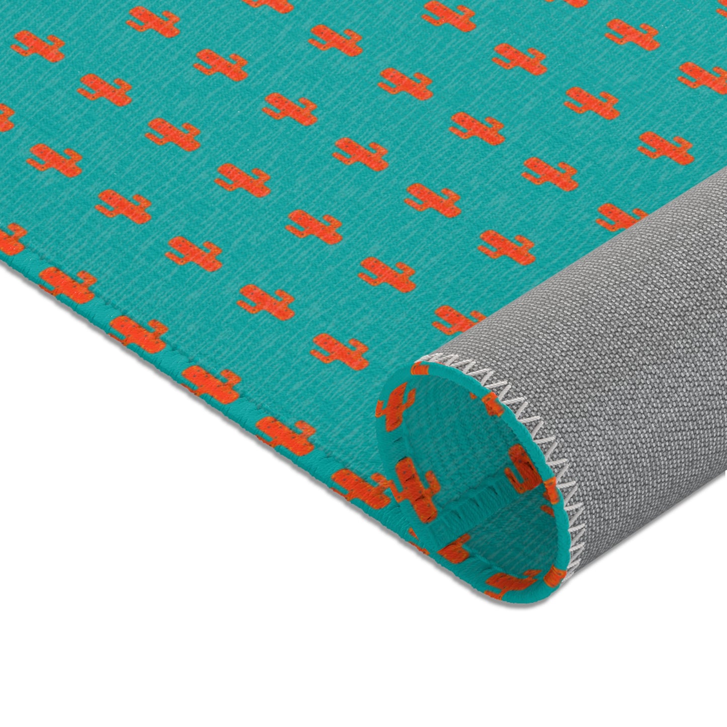 Turquoise & Coral Dot Area Rug — Modern Geometric Accent Rug for Living Room, Bedroom, or Nursery