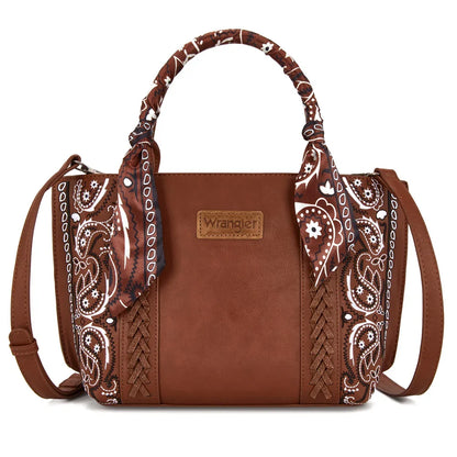Wrangler Braided Paisley Bandana Tote Bag-Wide